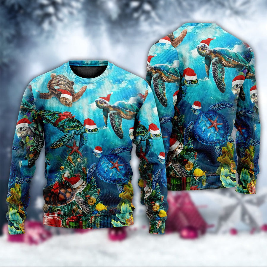 Turtle Love Christmas And Ocean - Sweater - Ugly Christmas Sweaters