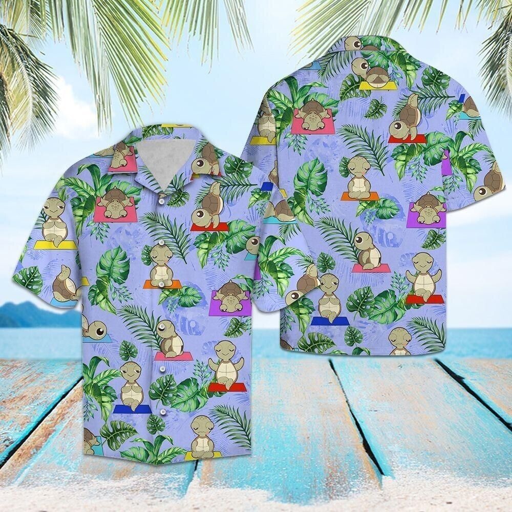 Turtle Yoga Purple - Unisex Hawaiian Shirt For Fan, Beach Shirt, S-5XL US SIZE