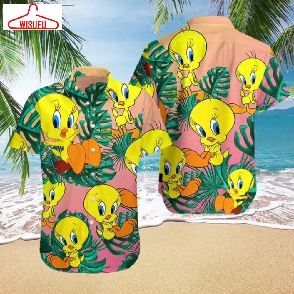 Tweety Bird Hawaiian Graphic Print Short Sleeve Hawaiian Casual Shirt Size S - 5xl, New Fashion, Best Gift Ideas, New Fashion Gifts