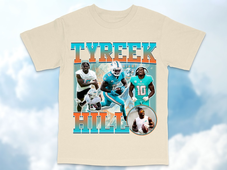 Tyreek Hill Miami Football Tshirt available in multiple colors. High quality Tshirt with High Quality oversize print