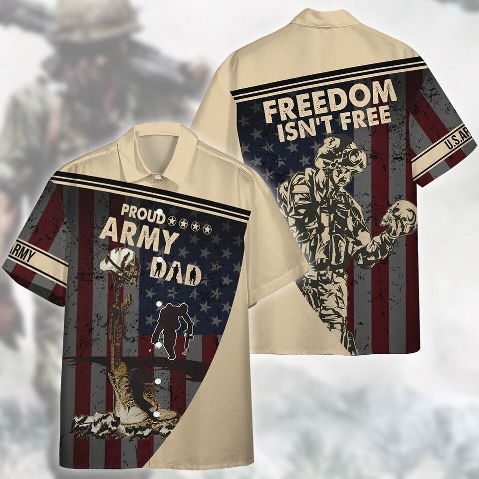 U.S.Army Dad Veteran Fathers Day Custom Hawaiian Shirt For Men, S-5XL US Size