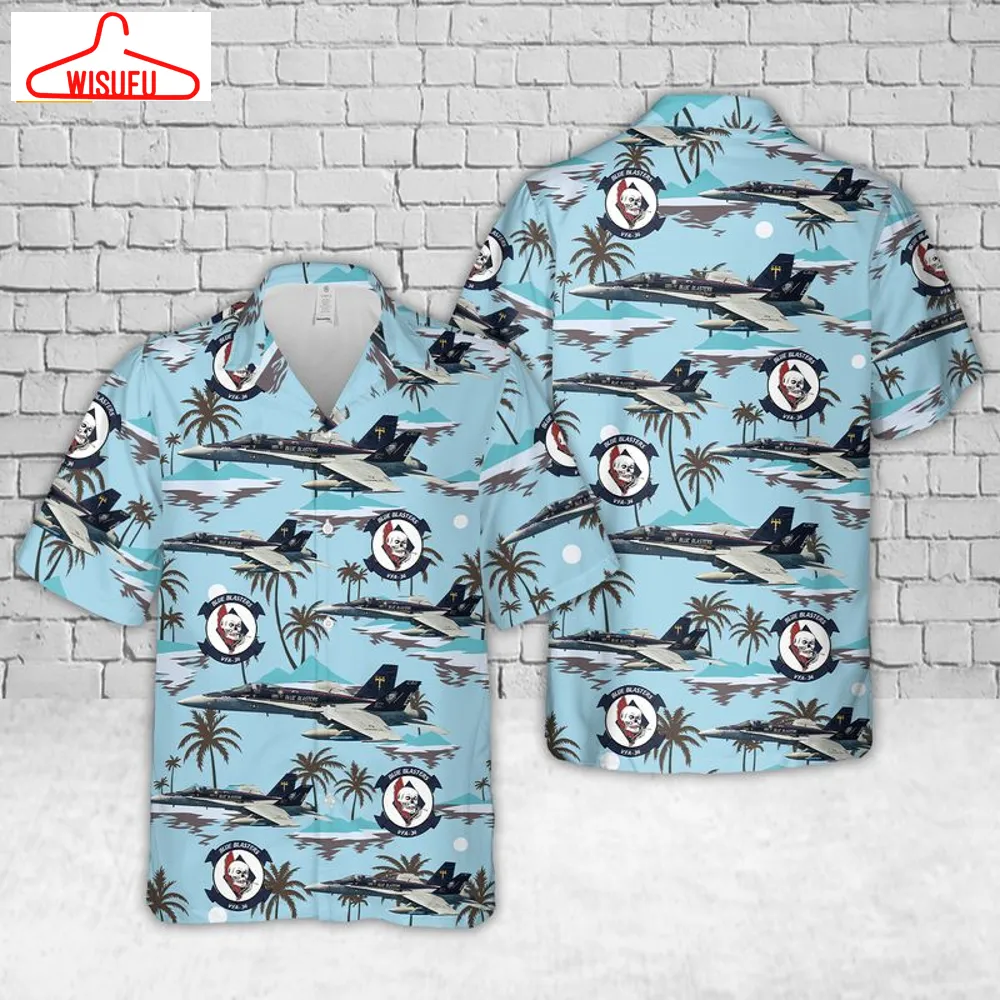 U.s. Navy Mcdonnell Douglas Fa-18c Hornet Of Strike Fighter Squadron 34 Blue Blasters Hawaiian Shirt, New Fashion Gifts