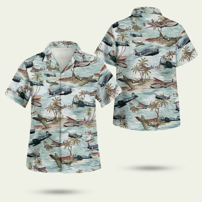 US WWII AIRCRAFT TROPICAL 2 HAWAIIAN SHIRT