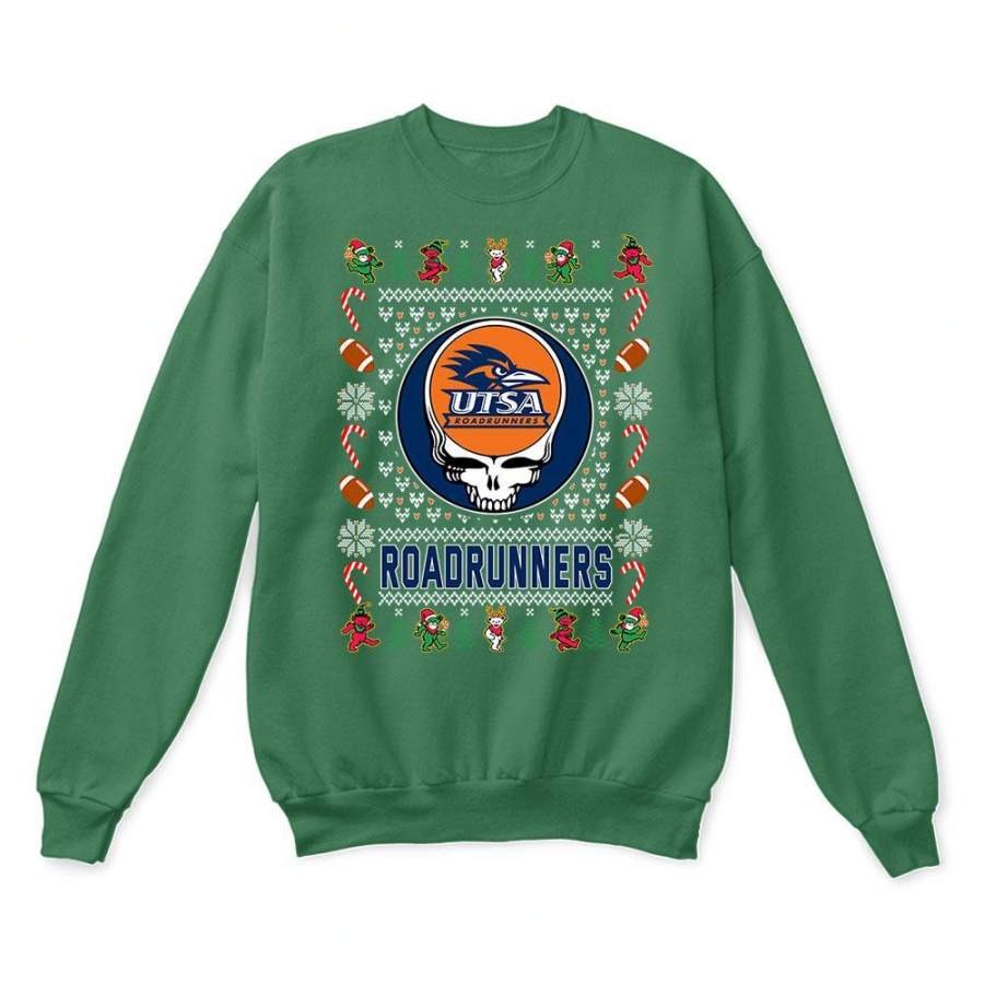 UTSA Roadrunners x Grateful Dead Christmas Ugly Sweatshirt-Green