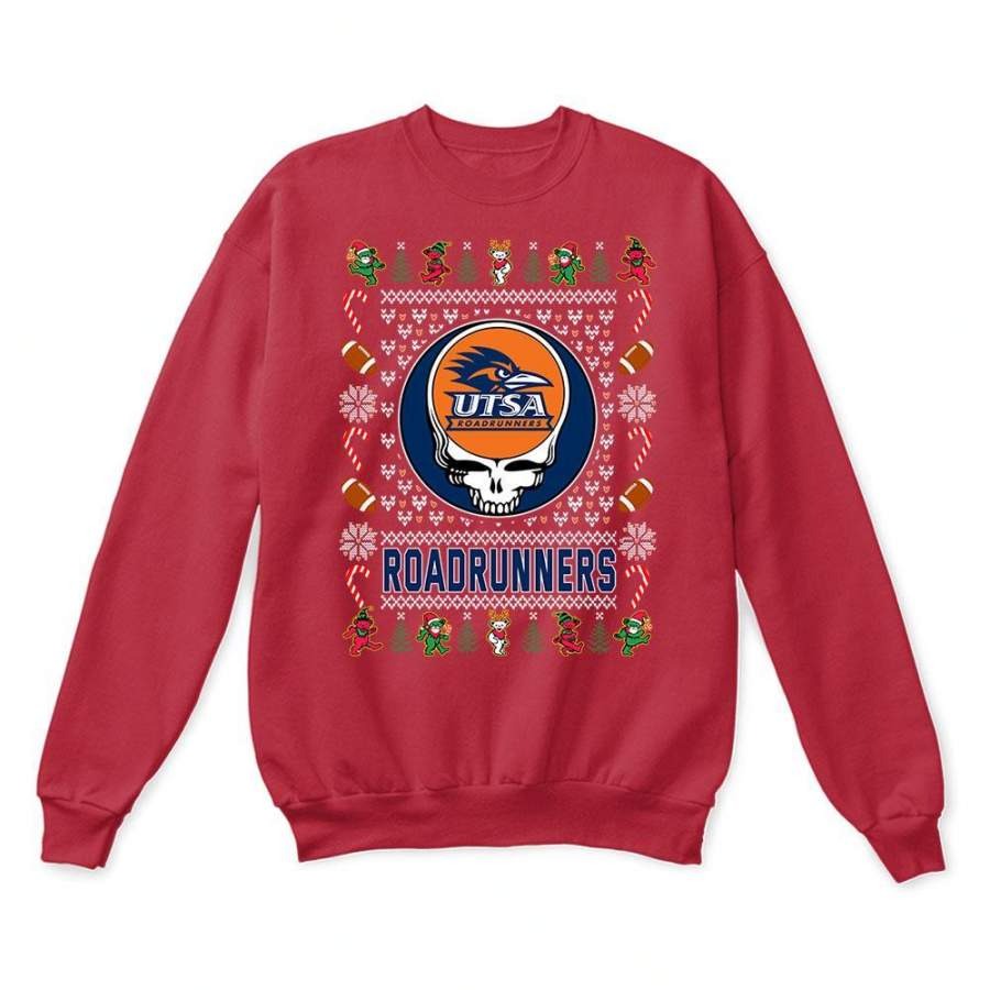 UTSA Roadrunners x Grateful Dead Christmas Ugly Sweatshirt-Red