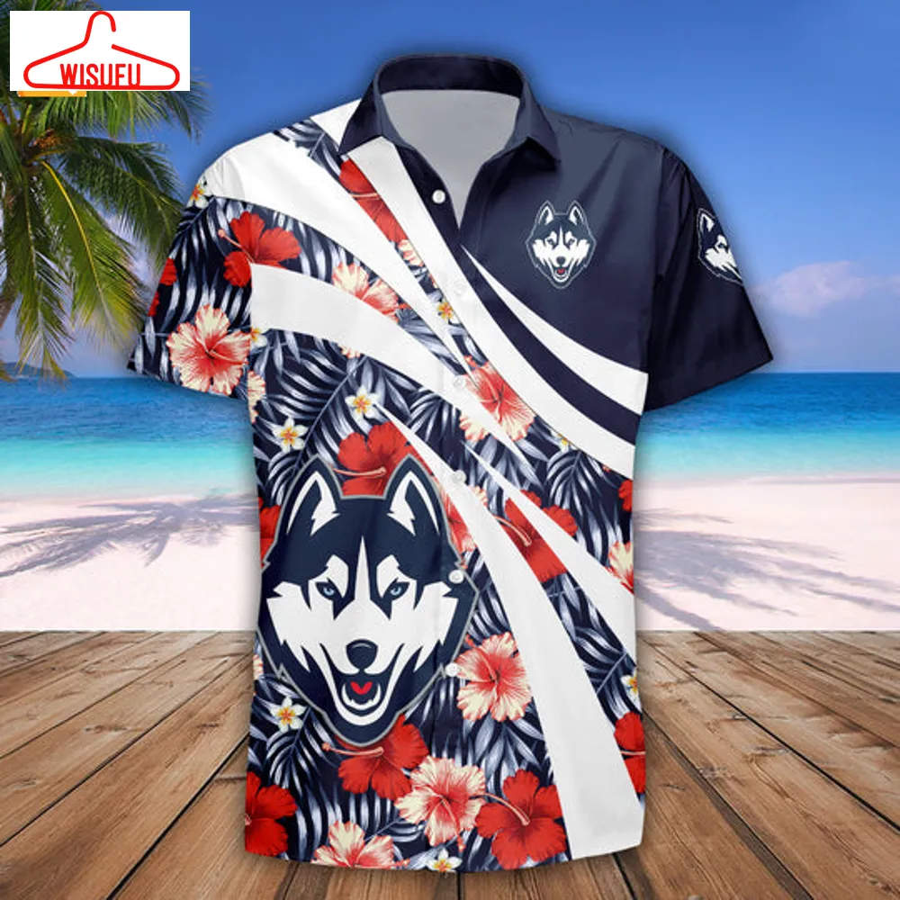 Uconn Huskies Hibiscus Sport Hawaiian Shirt, New Fashion Gifts