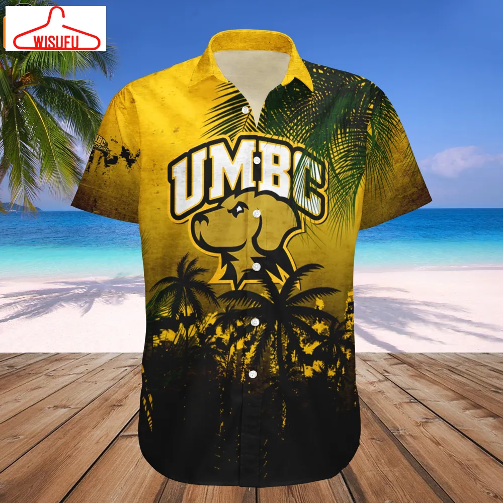 Umbc Retrievers Coconut Tree Tropical Grunge Hawaiian Shirt, New Fashion Gifts