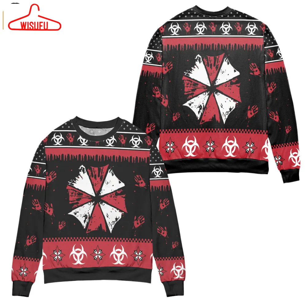 Umbrella Corps Resident Evil Bloody Handprints Ugly Christmas Sweater