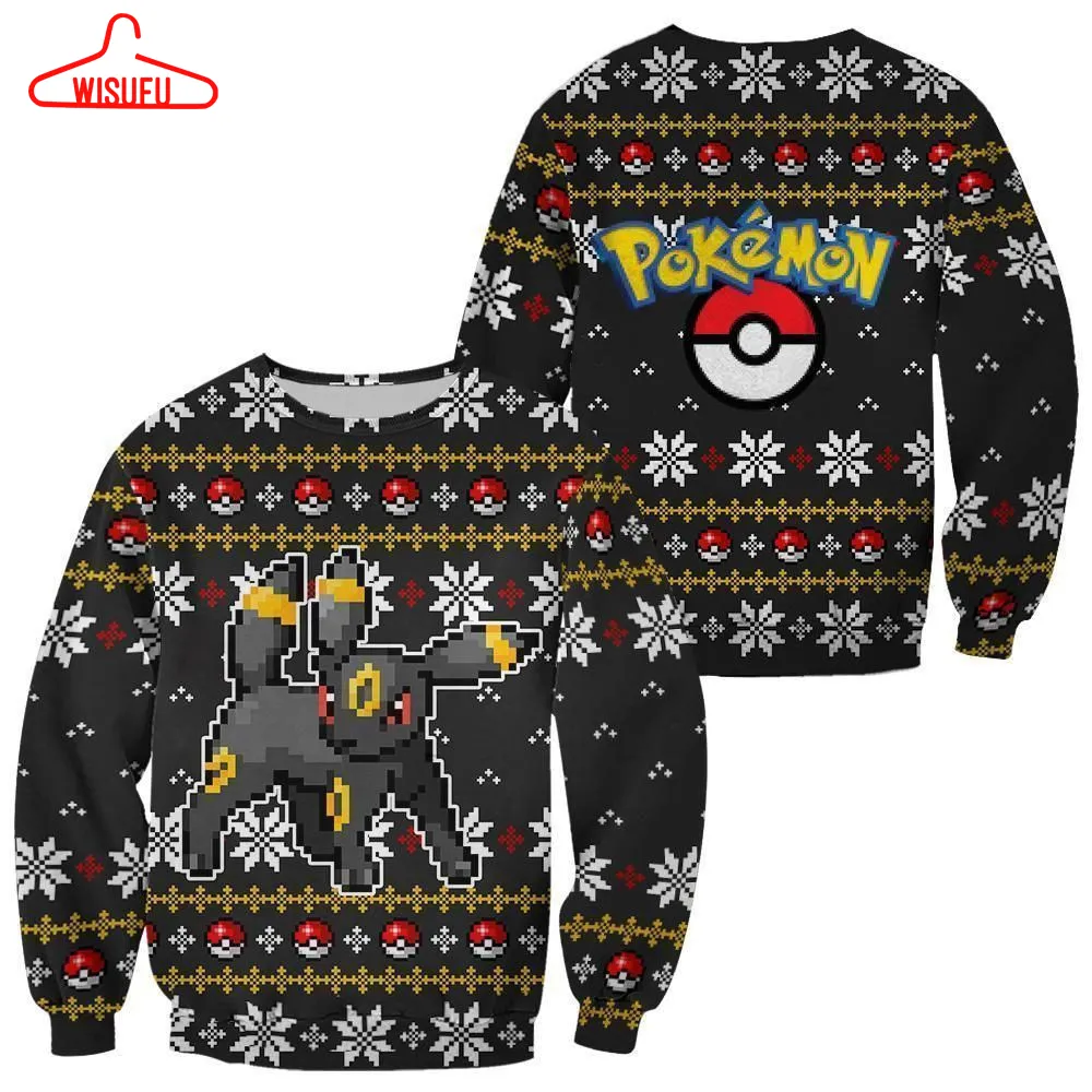 Umbreon Ugly Christmas Sweater Custom Xmas Gift, Anime Ugly Christmas Sweater Gift For Family