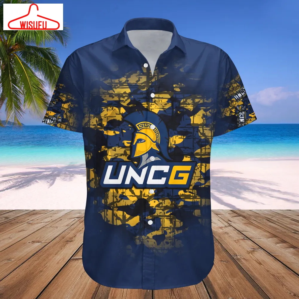 Unc Greensboro Spartans Camouflage Vintage Hawaiian Shirt, New Fashion Gifts