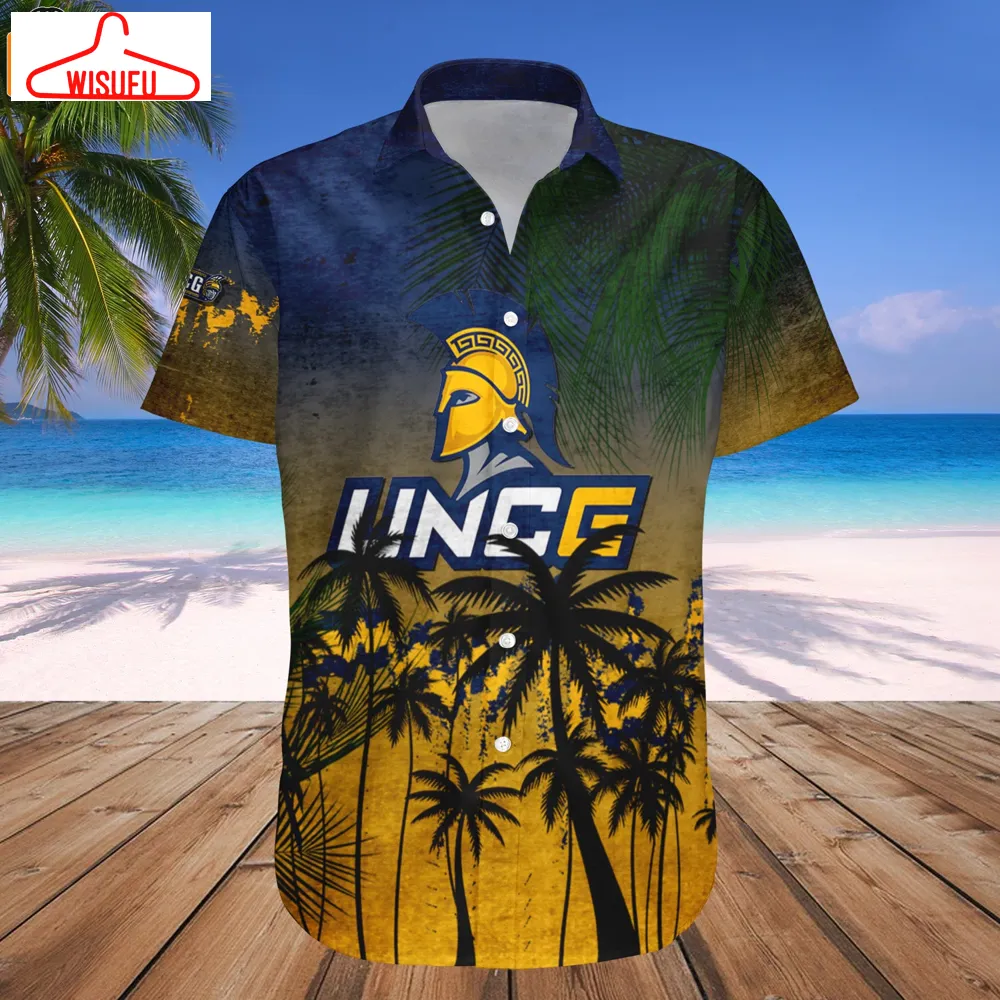 Unc Greensboro Spartans Coconut Tree Tropical Grunge Hawaiian Shirt, New Fashion Gifts