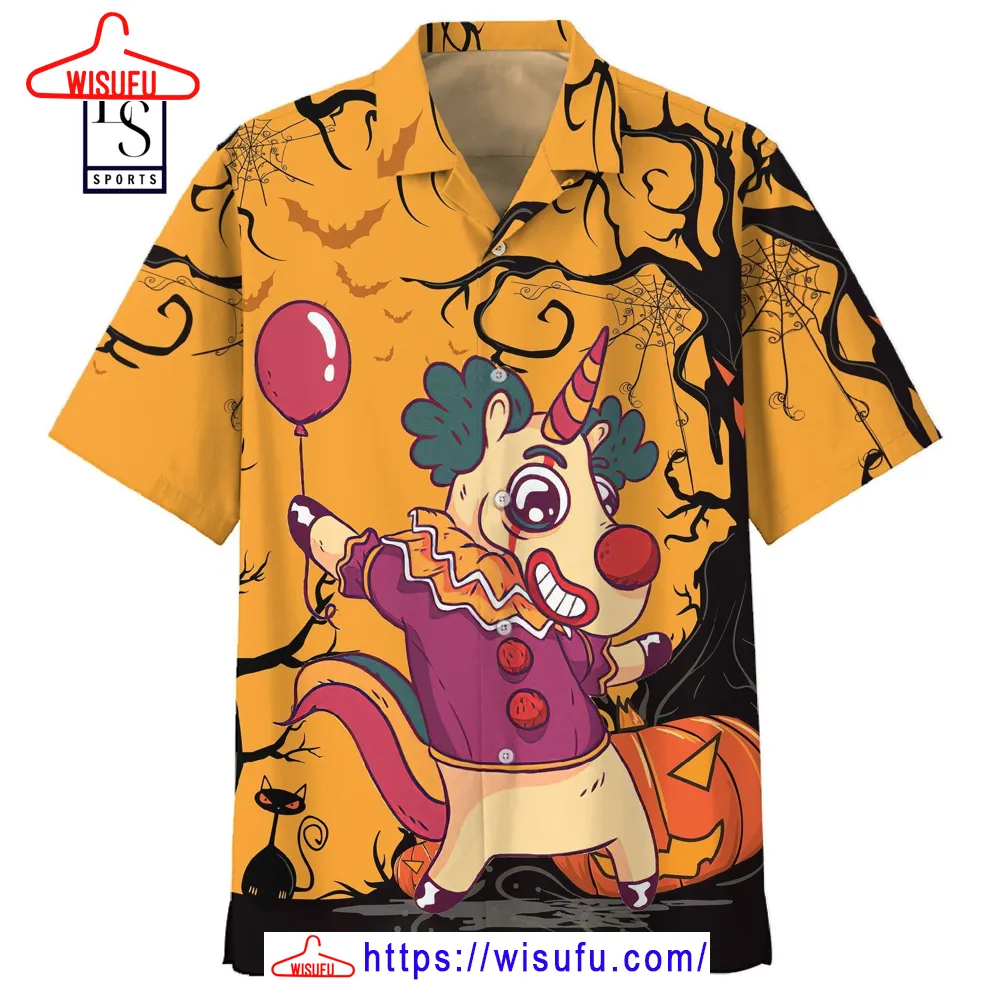 Unicorn Clown Halloween Hawaiian Shirt, New Fashion Gifts