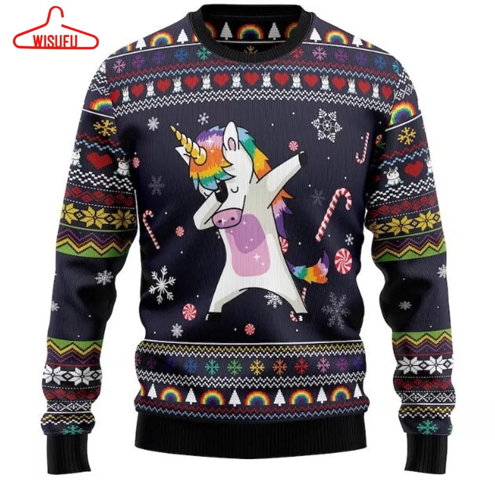 Unicorn Dab Ugly Christmas Sweater, Xmas Sweater, Christmas Gift Sweatshirt, Gift Man Womenkid