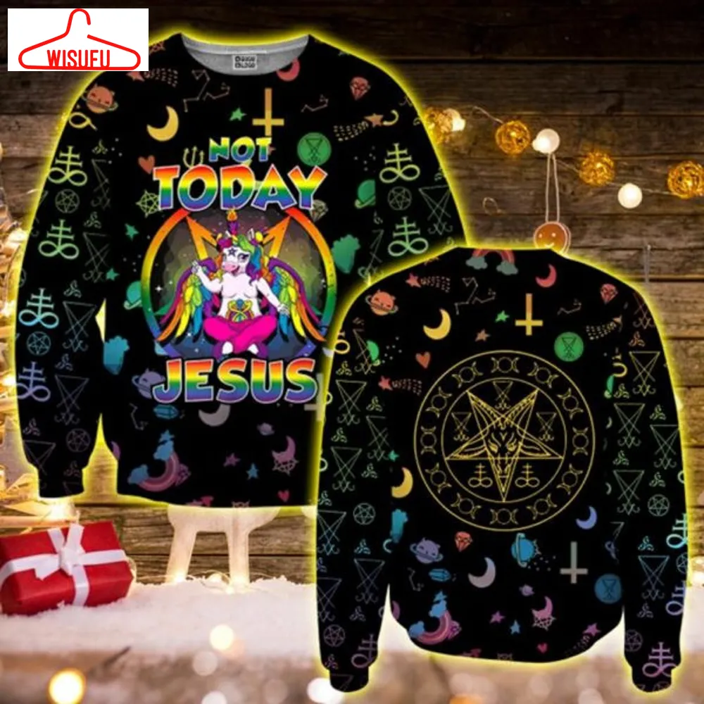 Unicorn Not Today Jesus Ugly Sweater, Christmas Gift, Unicorn Not Today Jesus Ugly Christmas Movie