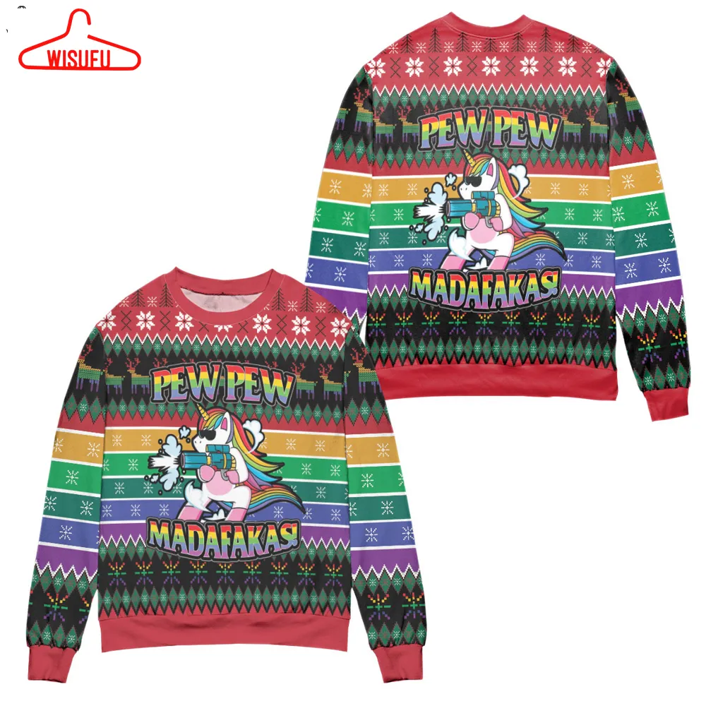 Unicorn Pew Pew Madafakas Ugly Christmas Sweater