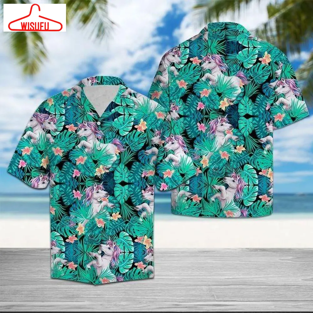 Unicorn Tropical Hawaiian Shirt - Unisex - Full Size - Adult - Colorful - Hw1608, New Hawaiian Holiday Outfits, New Fashion Gifts