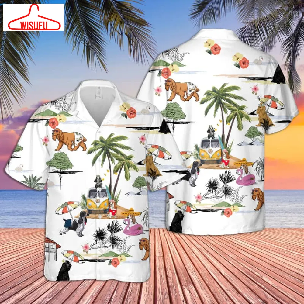 Unisex Cocker Spaniel Beach Hawaiian Shirt, New Hawaiian Holiday Outfits, New Fashion Gifts