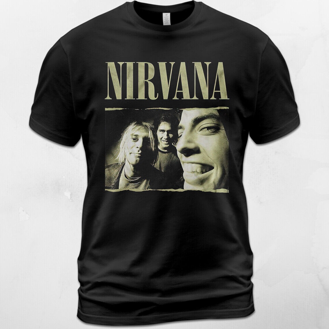 Unisex Cotton T-Shirt Nirvana Kurt Cobain Krist Novoselic Dave Grohl Nevermind