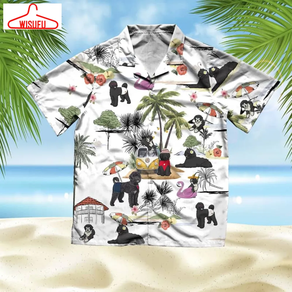 Unisex Portuguese Water Dog Beach Hawaiian Shirt, New Hawaiian Holiday Outfits, New Fashion Gifts