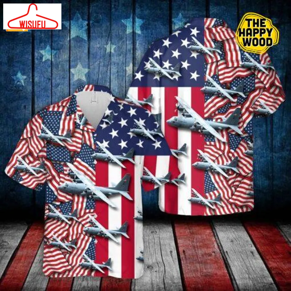 Us Air Force Lockheed Hercules 4th Of July American Flag Hawaiian Shirt, New Fashion Gifts