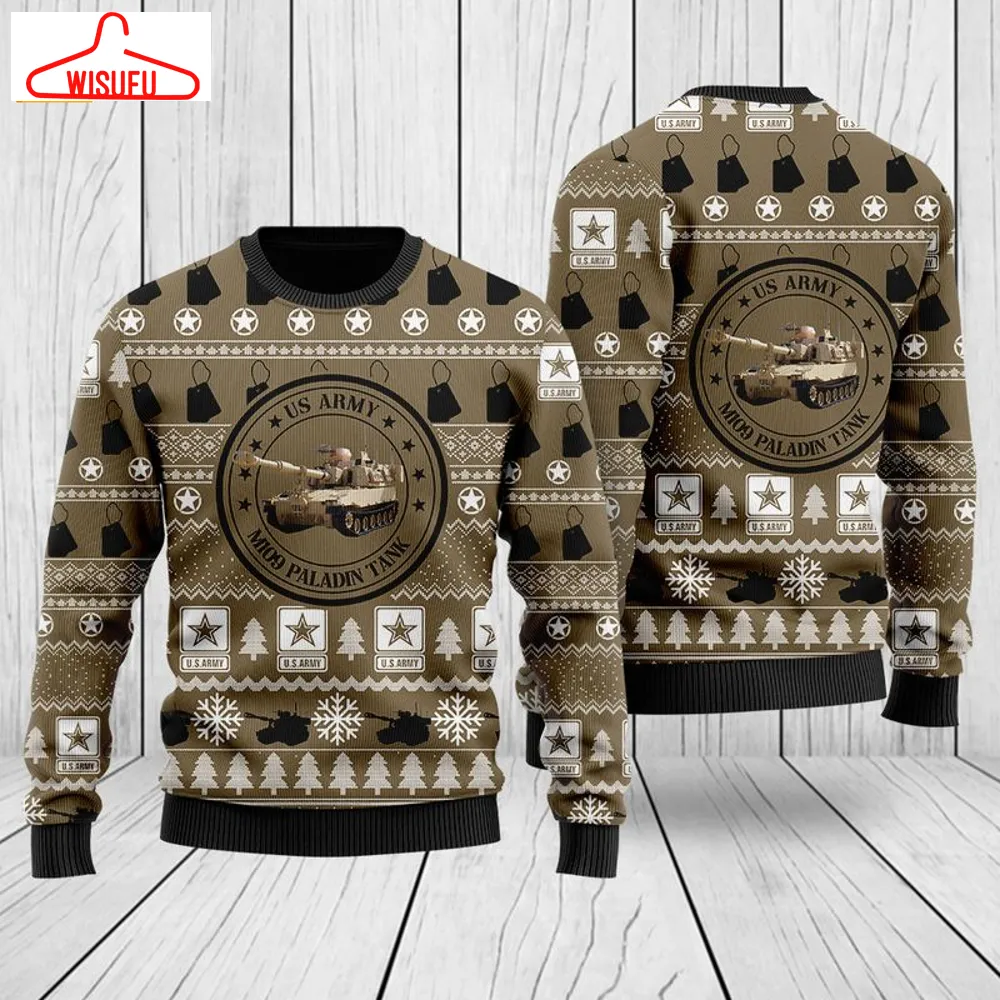 Us Army M109 Paladin Tank Ugly Christmas Sweater