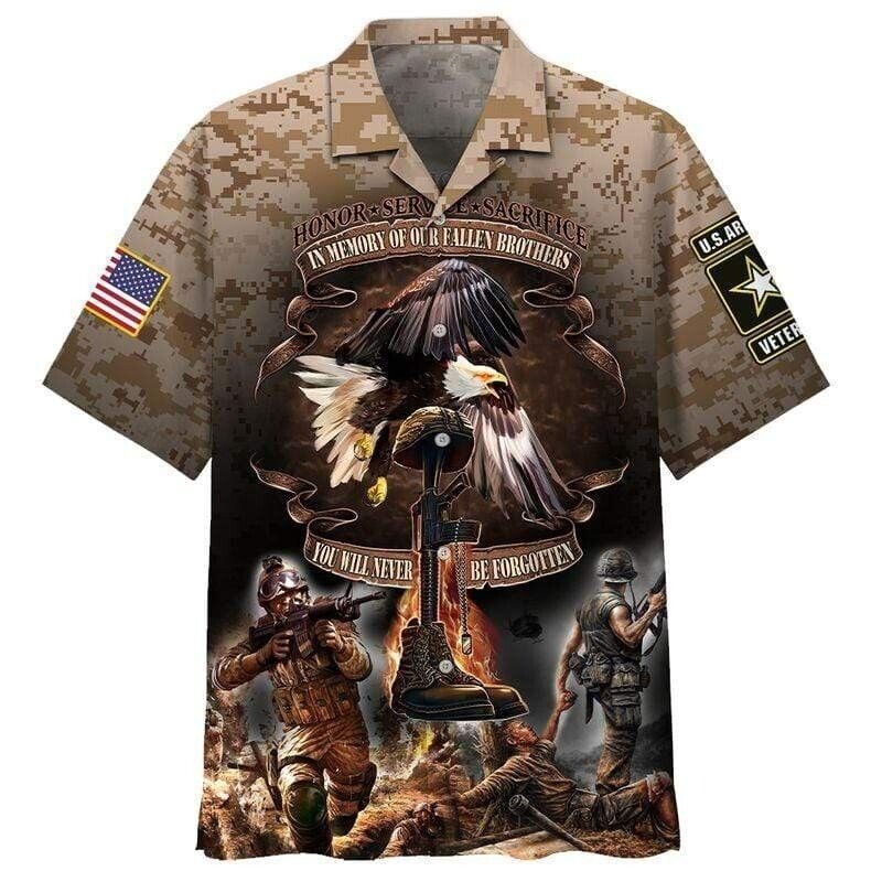 Us Army Memory Of Our Fallen Brothers Aloh Hawaiian Shirt For Men, S-5XL US Size