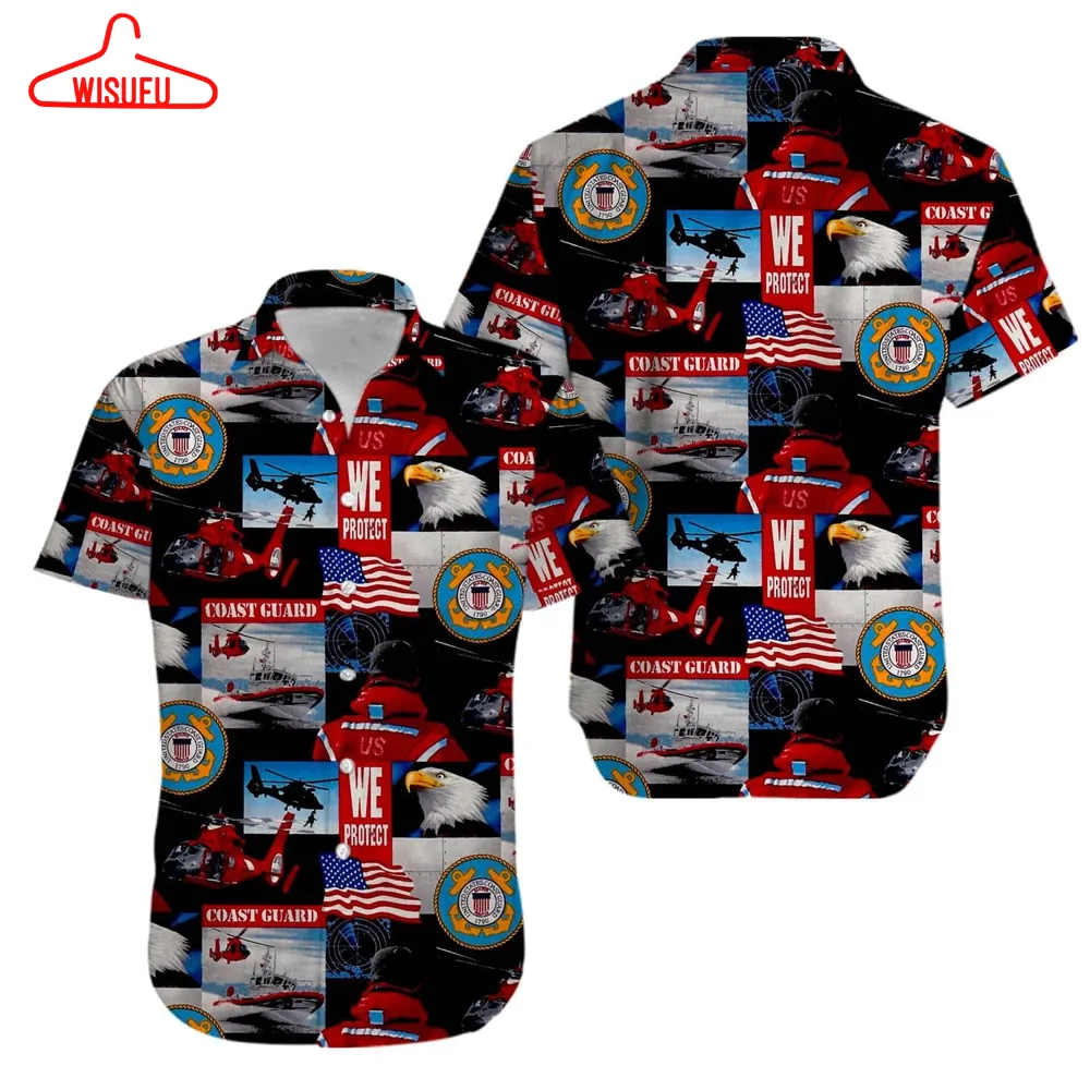 Us Army Military United States Coast Guard American Flag Aloha Hawaiian Shirts #v, New Hawaiian Holiday Outfits, New Fashion Gifts