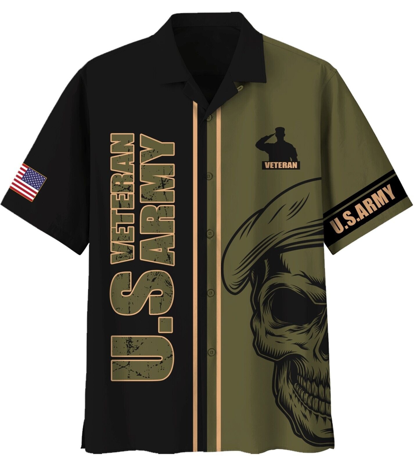 Us Army Skull Best Gift For Veterans Hawaiian Shirt For Men, S-5XL US Size