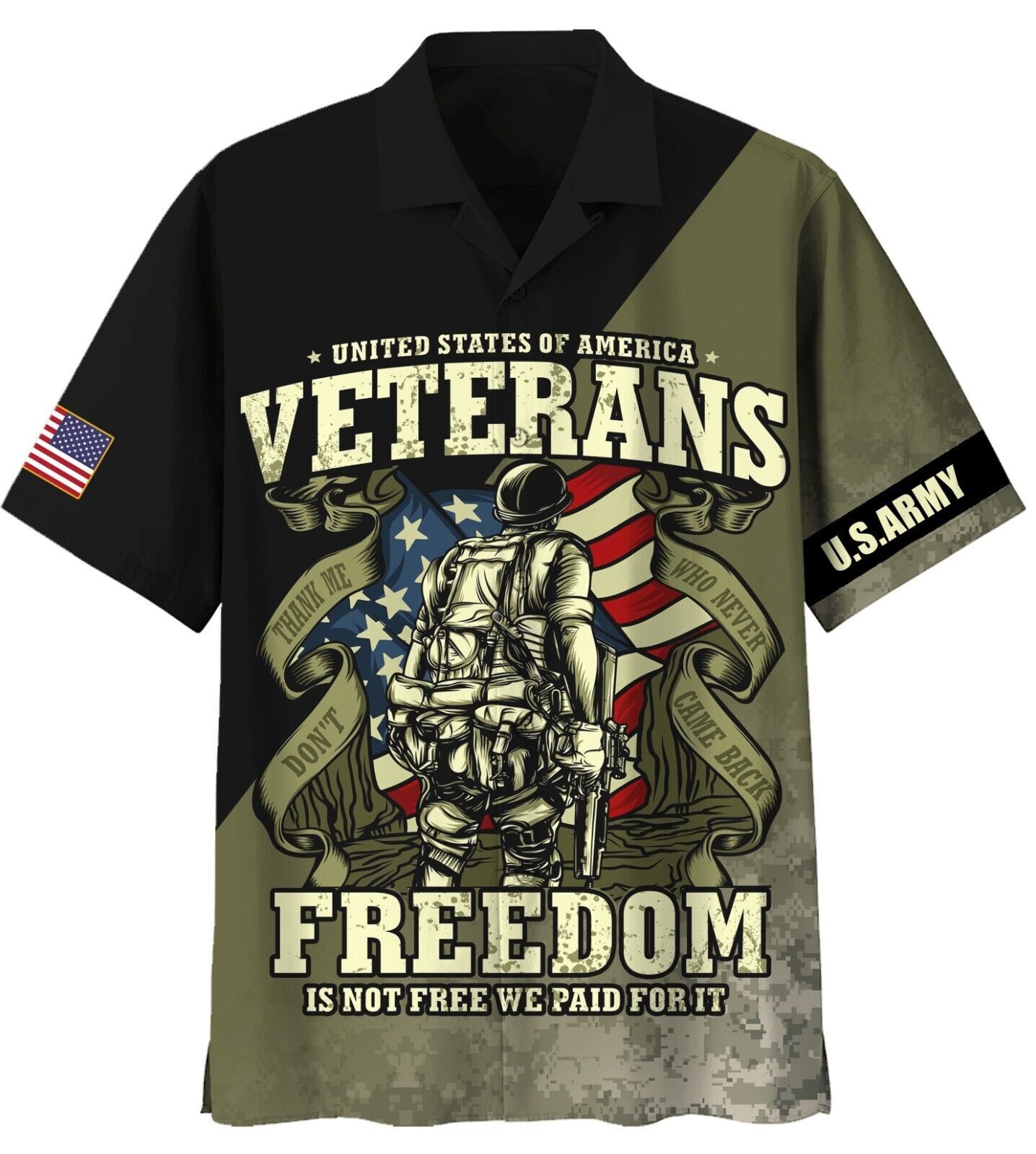 Us Army Veterans Freedom Is Not Free Hawaiian Shirt For Men, S-5XL US Size