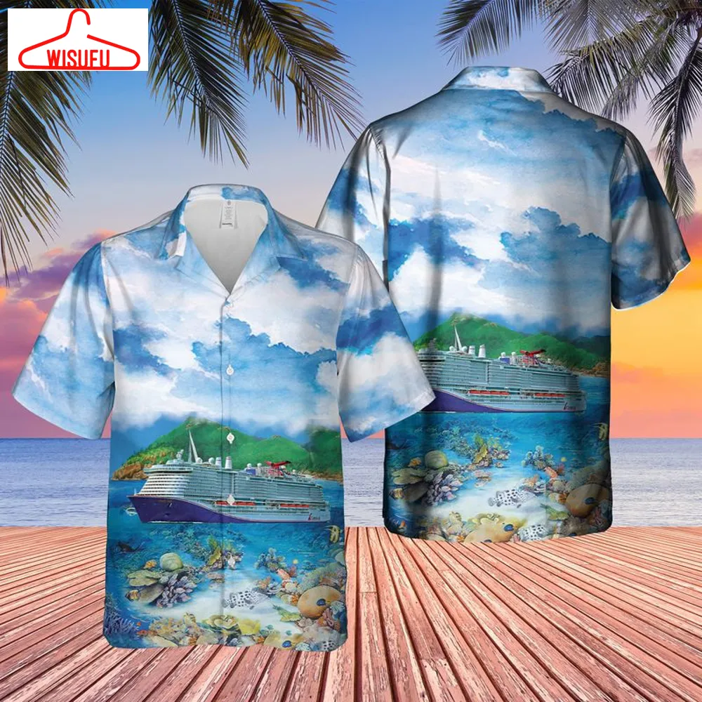 Us Cruise Ship Mardi Gras Ocean Life Hawaiian Shirt