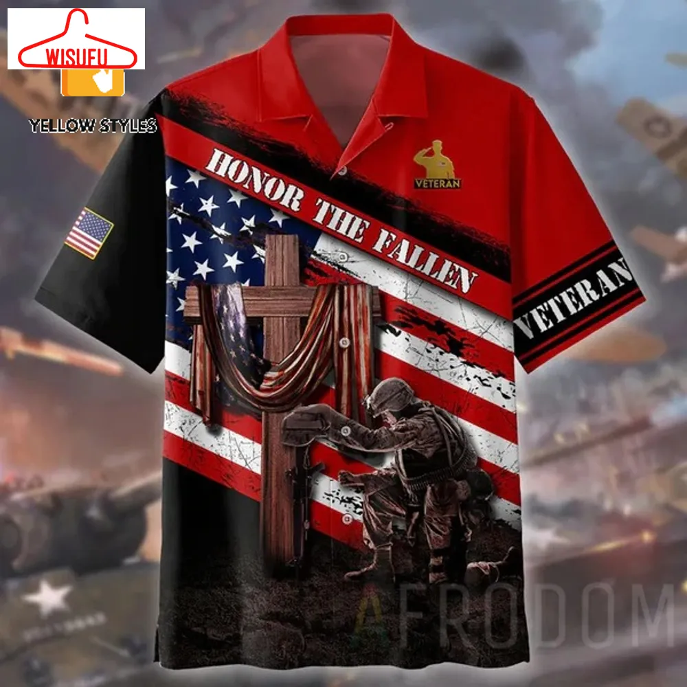 Us Flag Honor The Fallen Veteran Hawaii Shirt, New Fashion Gifts