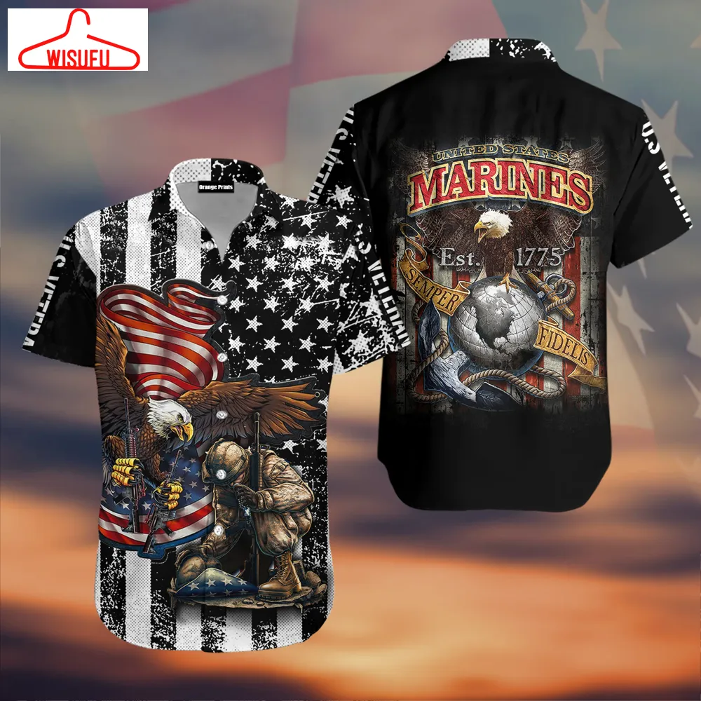 Us Marine Veteran Hawaiian Shirt - For Men & Women - Adult - Wt5074, New Hawaiian Holiday Outfits, New Fashion Gifts