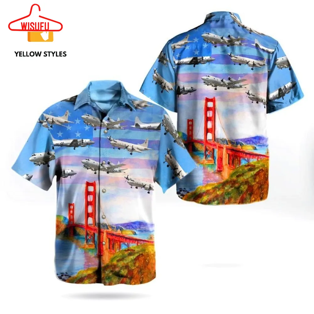 Us Navy Lockheed P-3 Orion Independence Day Golden Gate Bridge Hawaiian Shirt, New Fashion Gifts