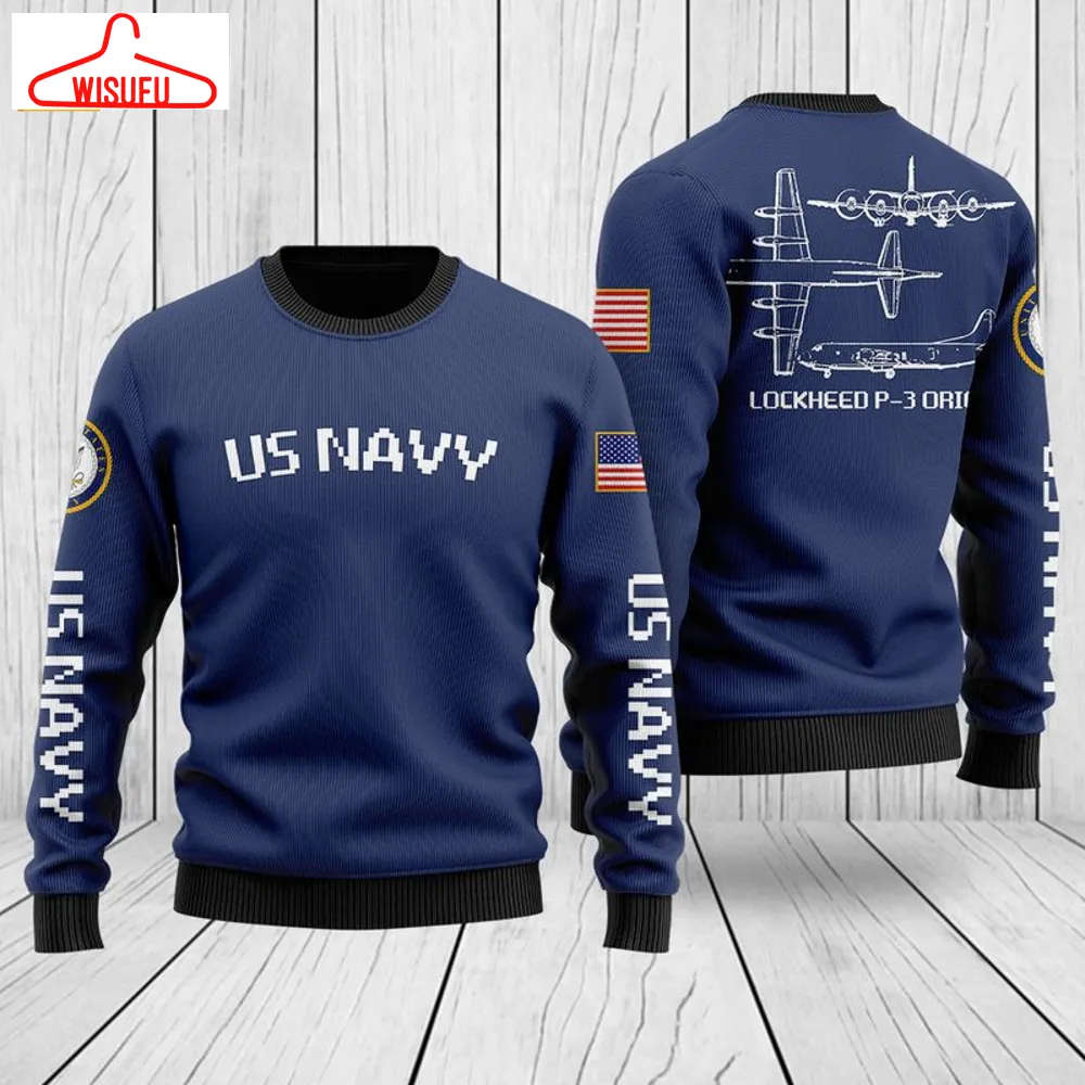 Us Navy Lockheed P-3 Orion Ugly Christmas Sweater