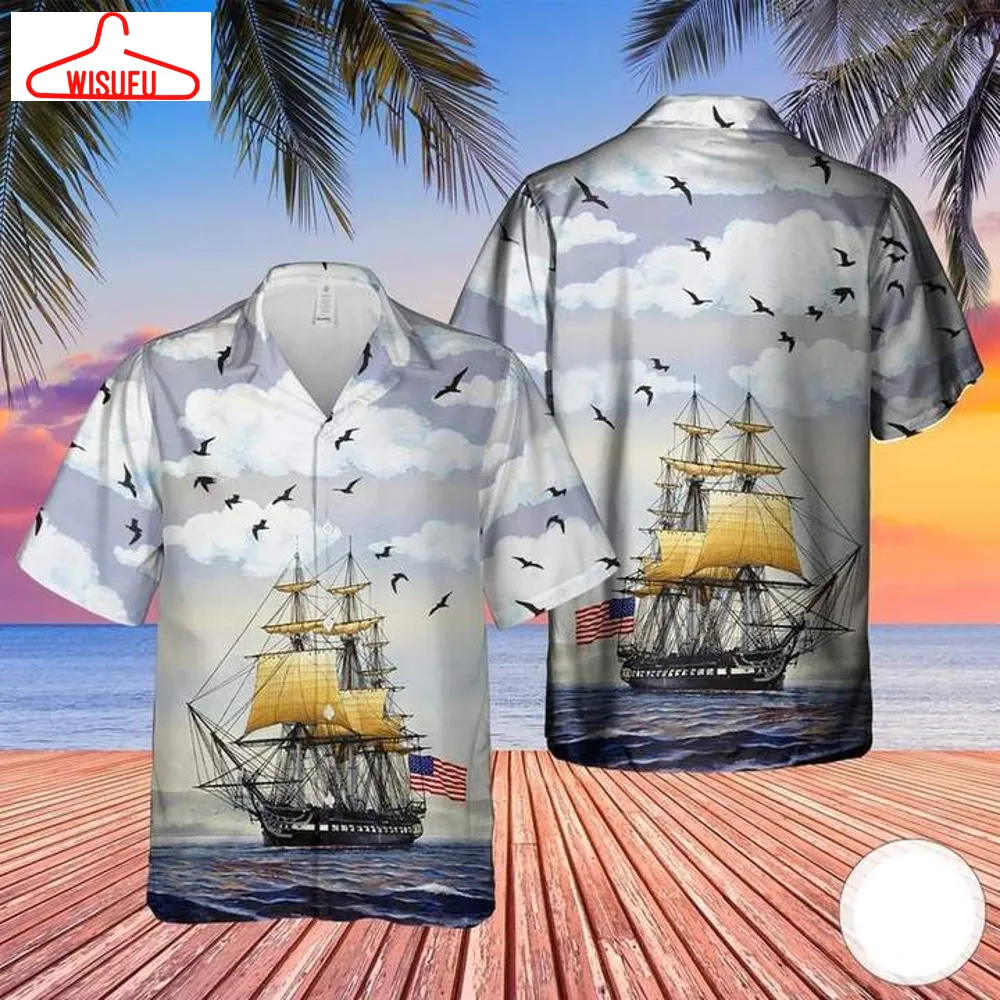 Us Navy Uss Constitution Hawaiian Shirt - Unisex - Adult - Hw7564, New Hawaiian Holiday Outfits, New Fashion Gifts