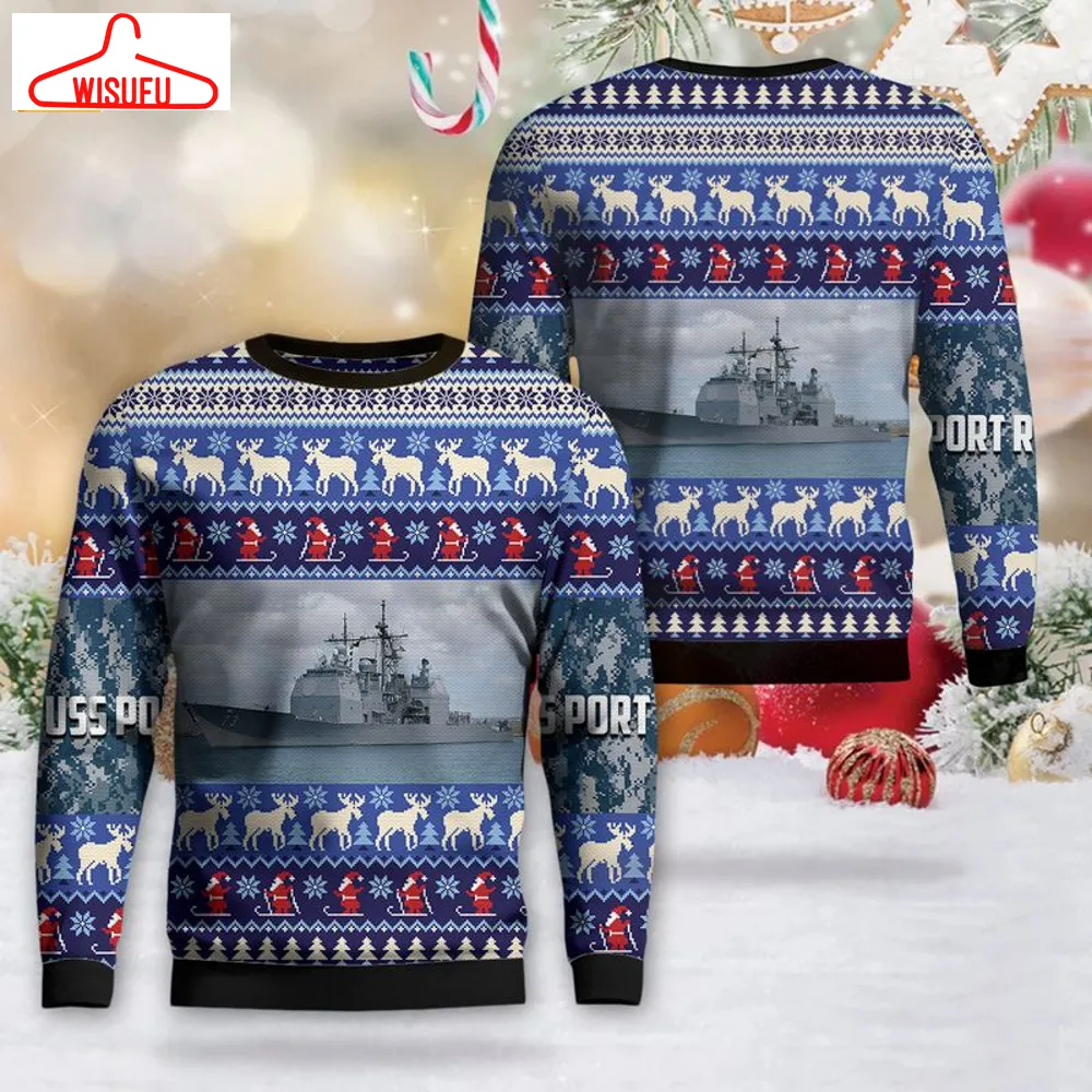 Us Navy Uss Port Royal Ugly Christmas Sweater