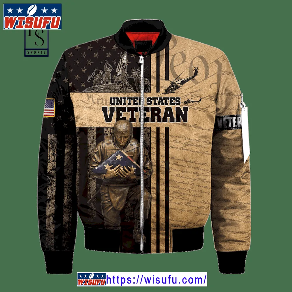 Us Veteran Honor The Fallen Unise.x Beige Bomber Jacket