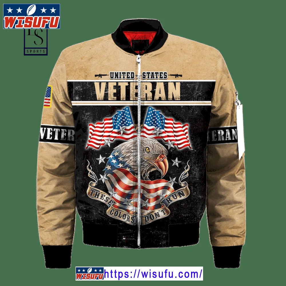 Us Veteran These Color Don't Run Bomber Jacket