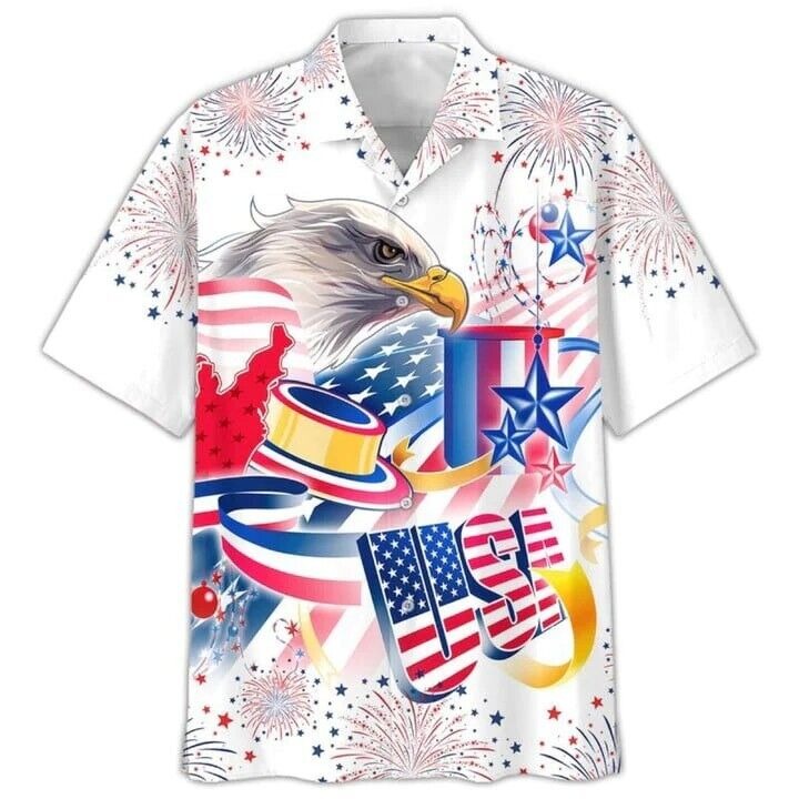 Usa Eagle Independenceâs Day Hawaiian Shirt, Gift For Men, Women, S-5XL US Size