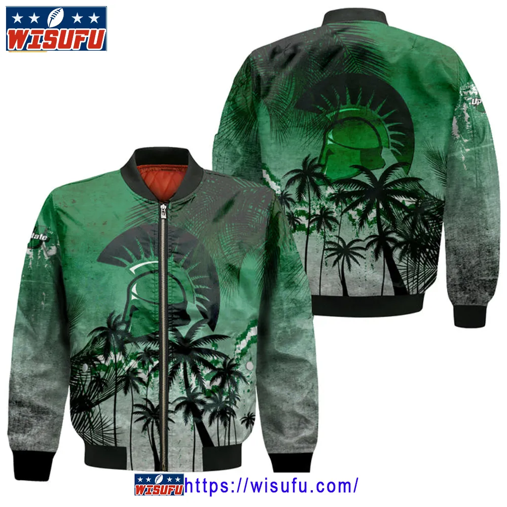 Usc Upstate Spartans Coconut Tree Tropical Grunge Bomber Jacket