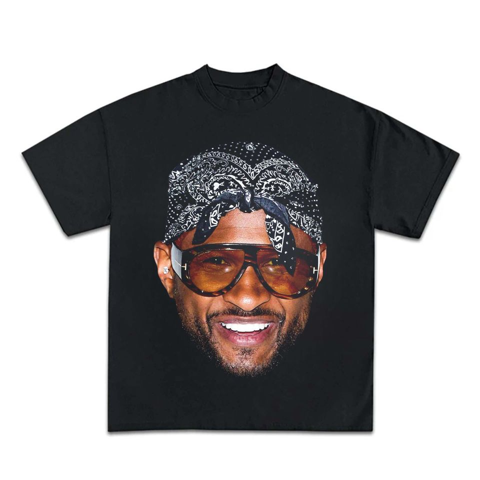 Usher Big Face T-Shirt Rapper Usher Bootleg Shirt, Retro Usher Graphic Tee For Fan