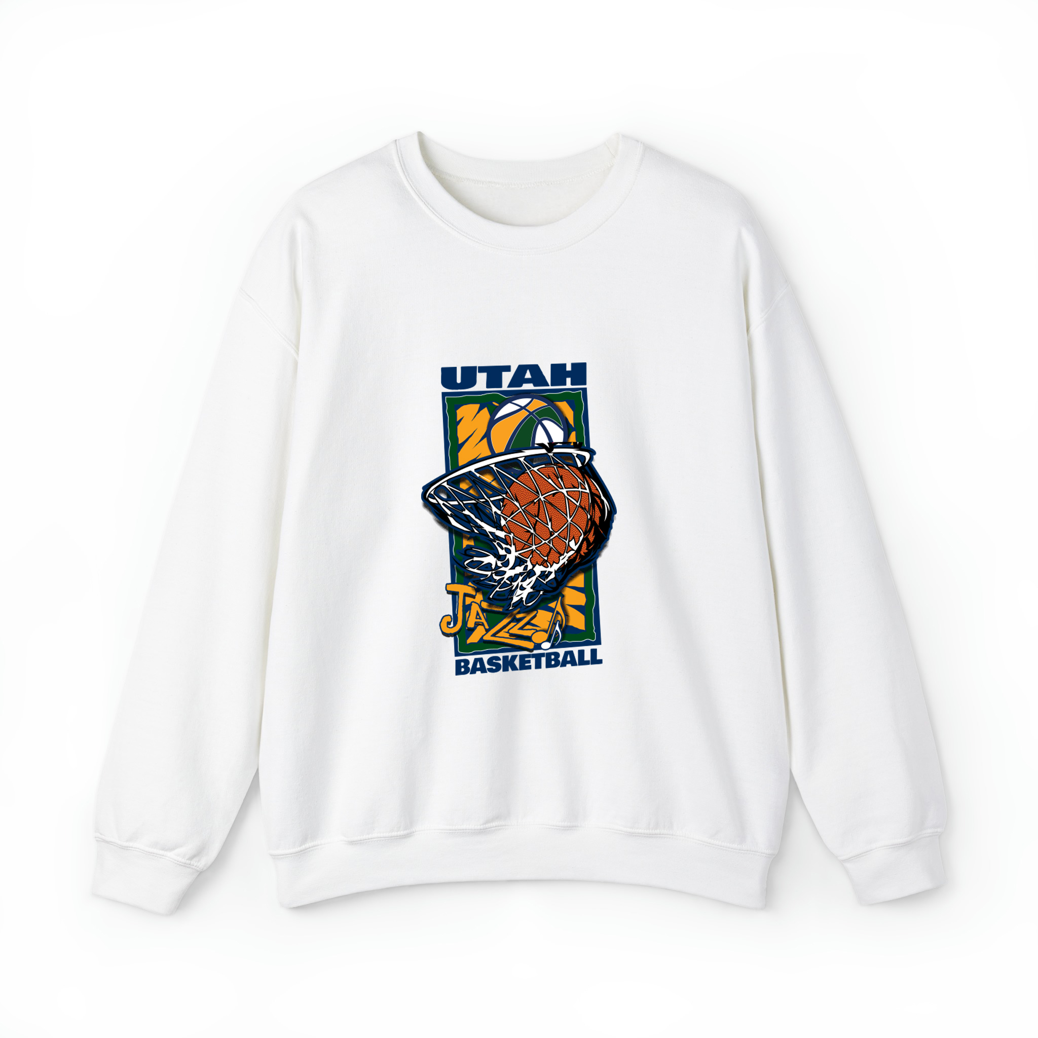 Utah Basketball 90s Style Unisex Sweatshirt- White