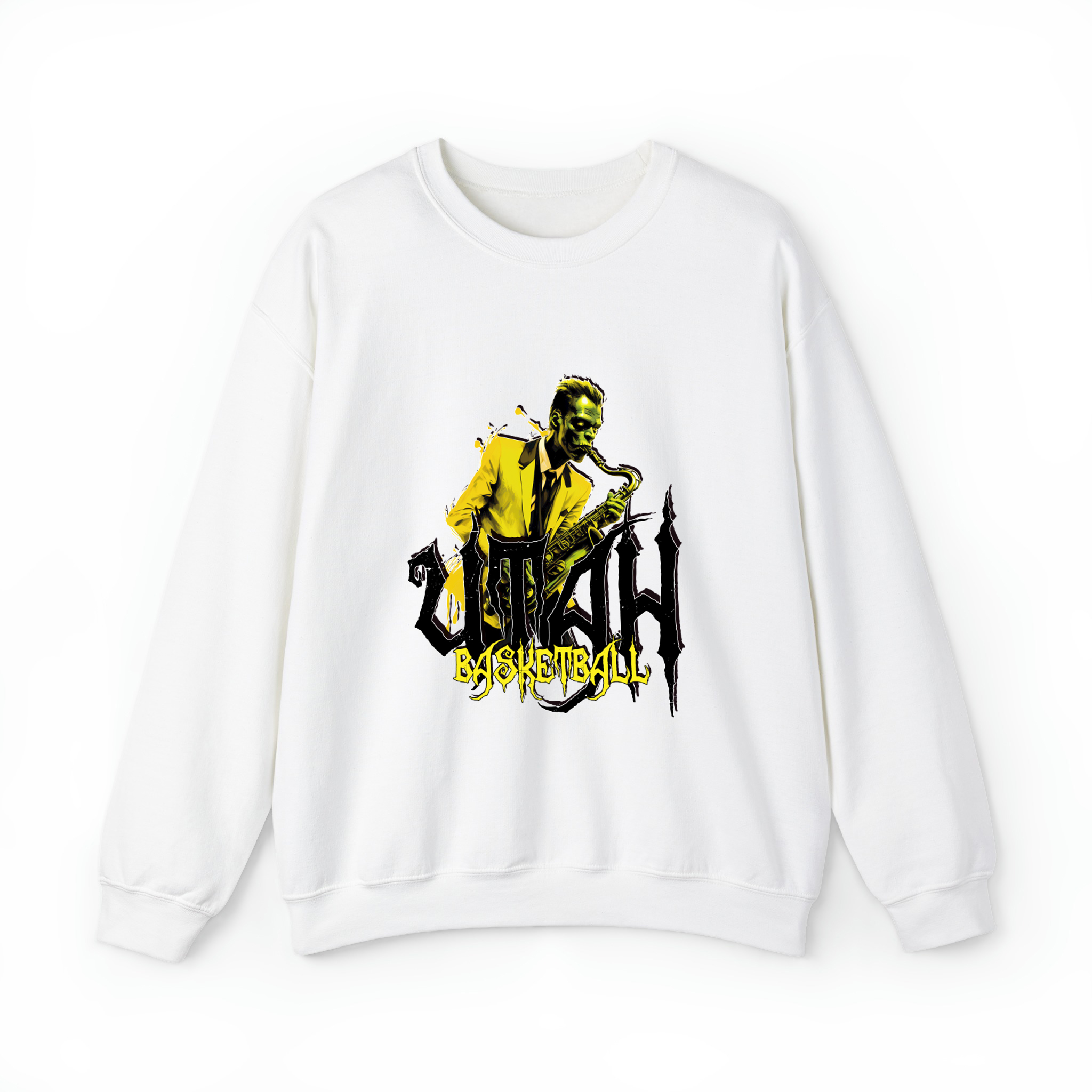 Utah Basketball Halloween Unisex Sweatshirt- White