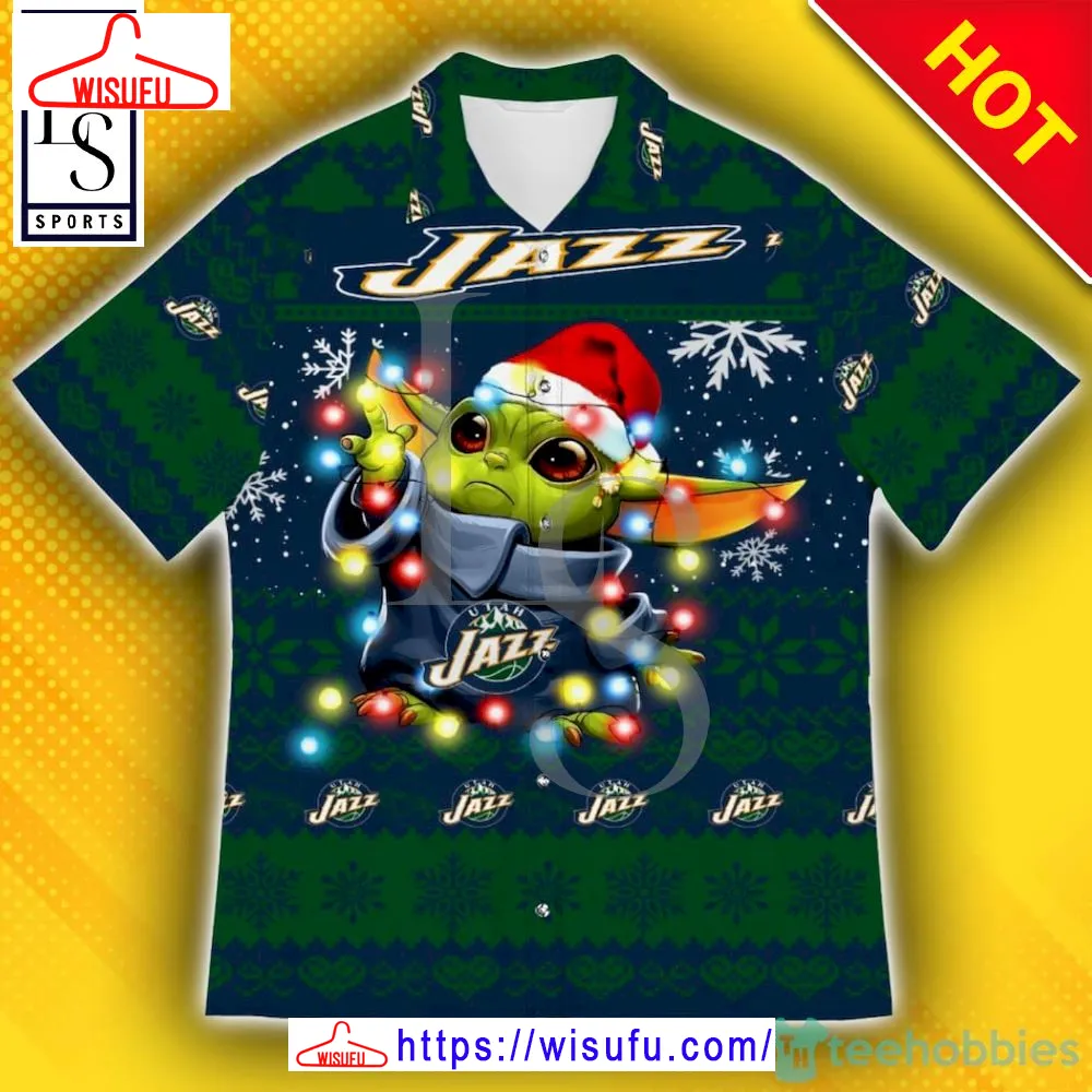 Utah Jazz Baby Yoda Star Wars Christmas Hawaiian Shirt, New Fashion Gifts