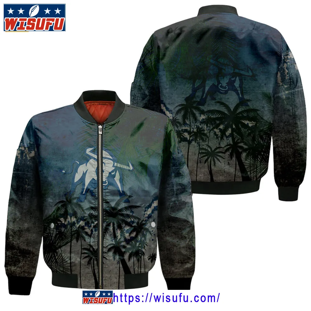 Utah State Aggies Coconut Tree Tropical Grunge Bomber Jacket