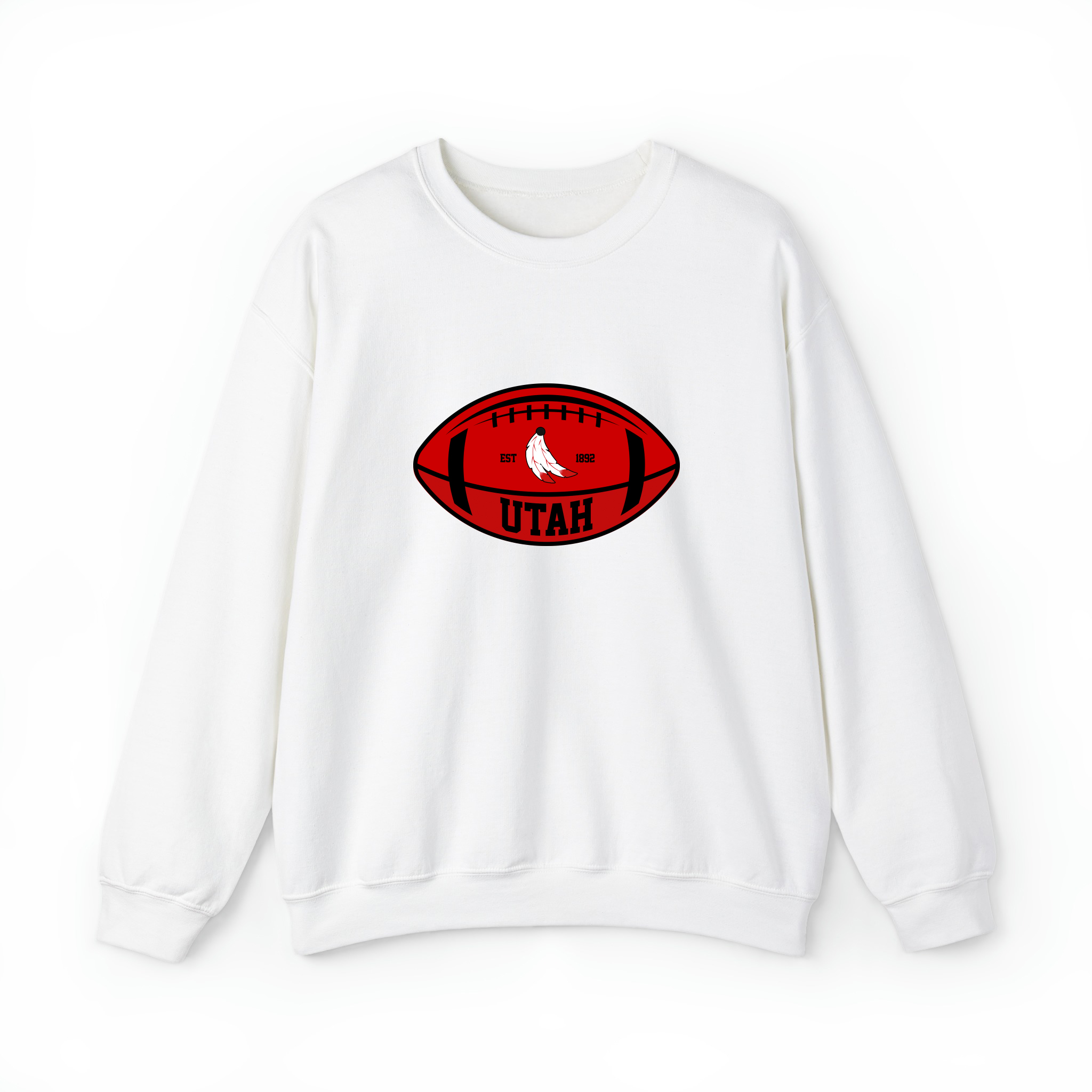 Utah Team Colors Football Unisex Sweatshirt- White