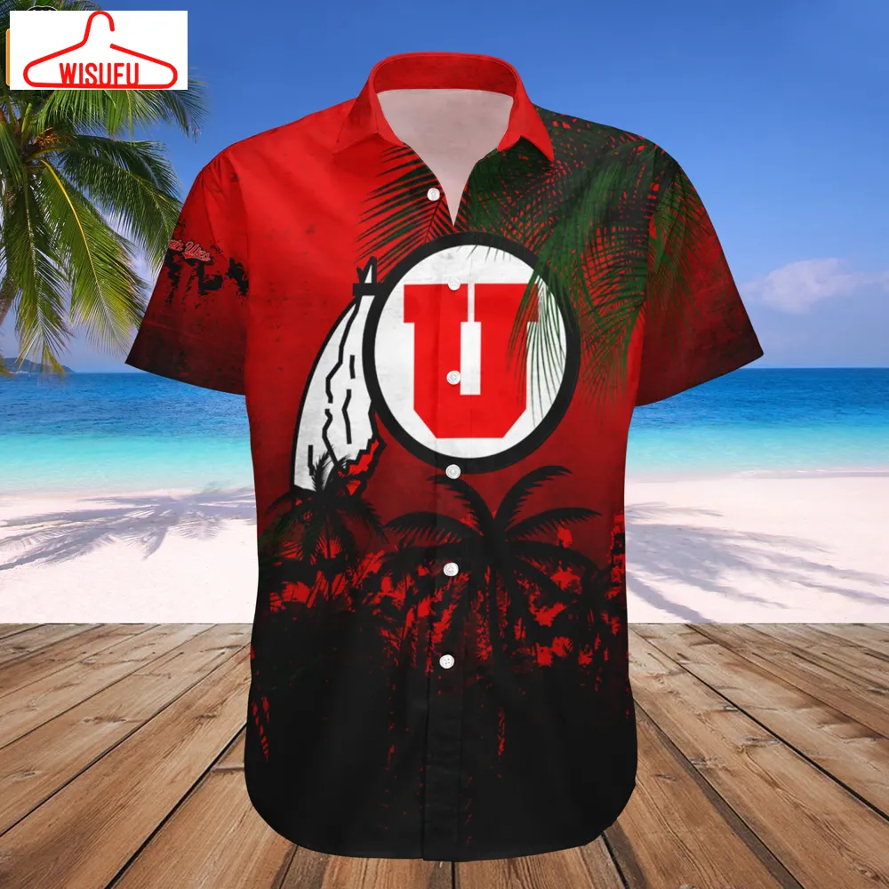 Utah Utes Coconut Tree Tropical Grunge Hawaiian Shirt, New Fashion Gifts