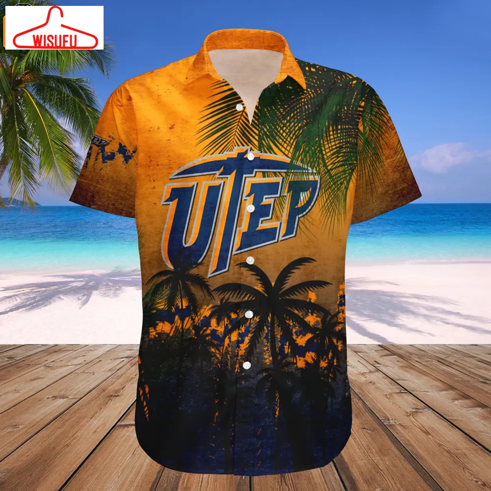 Utep Miners Coconut Tree Tropical Grunge Hawaiian Shirt, New Fashion Gifts