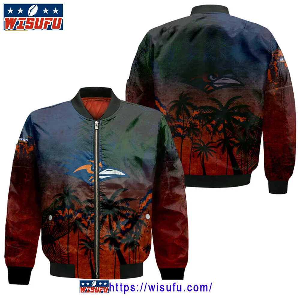 Utsa Roadrunners Coconut Tree Tropical Grunge Bomber Jacket