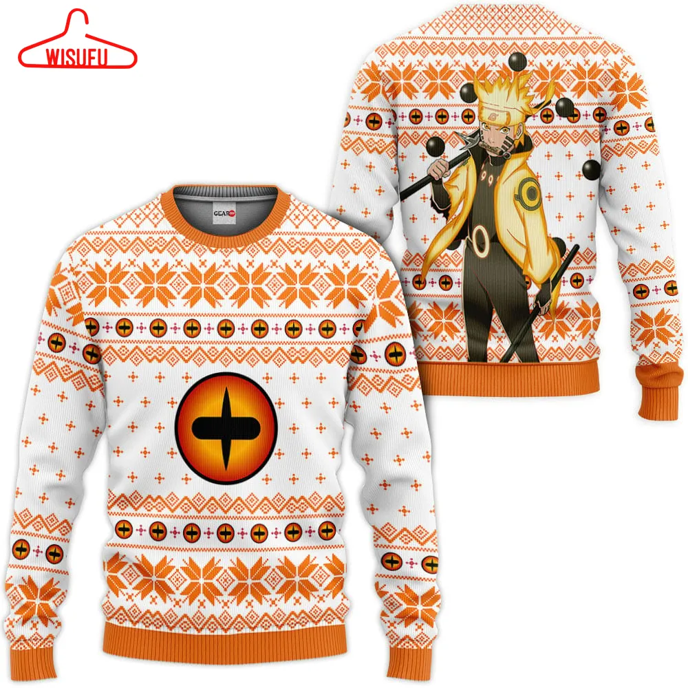 Uzumaki Bijuu Ugly Christmas Sweater Custom Va0822, Anime Ugly Christmas Sweater Gift For Family